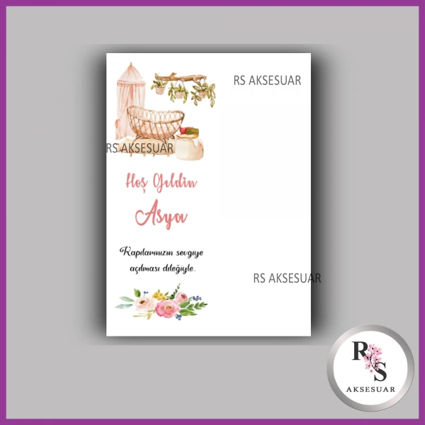 Nazar Boncuklu Anahtarlık Kız Bebek İsim Kartı - NA51