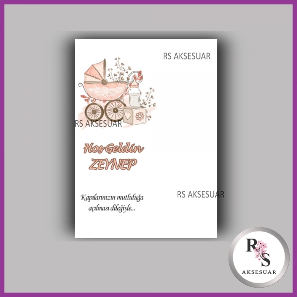 Nazar Boncuklu Anahtarlık Kız Bebek İsim Kartı - NA52