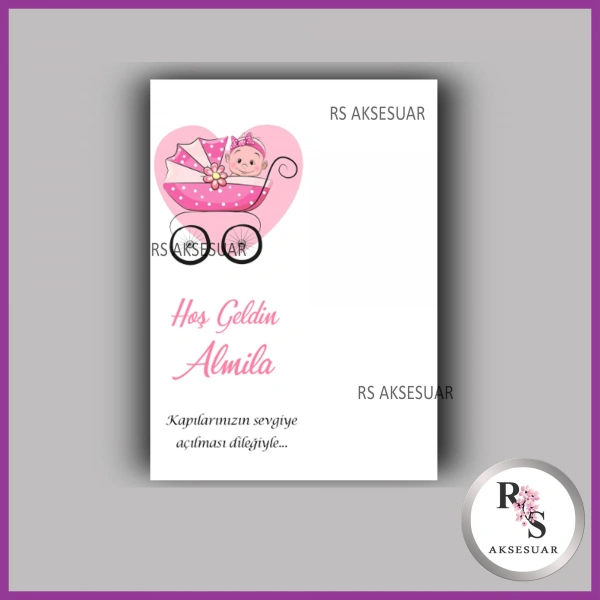 Nazar Boncuklu Anahtarlık Kız Bebek İsim Kartı - NA53