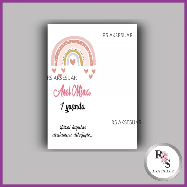 Nazar Boncuklu Anahtarlık Kız Bebek İsim Kartı - NA55