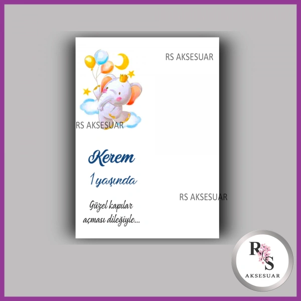 Nazar Boncuklu Anahtarlık Erkek Bebek İsim Kartı - NA57