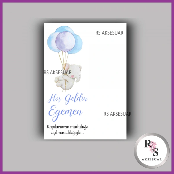 Nazar Boncuklu Anahtarlık Erkek Bebek İsim Kartı - NA59