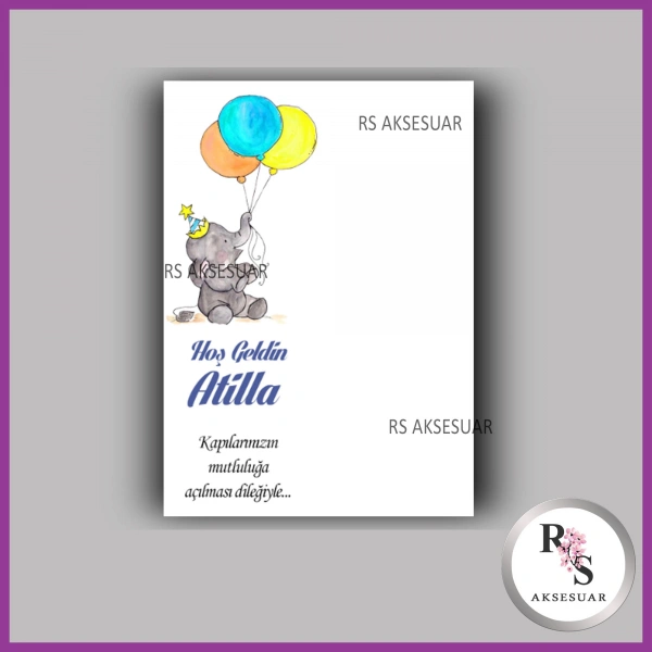 Nazar Boncuklu Anahtarlık Erkek Bebek İsim Kartı - NA60