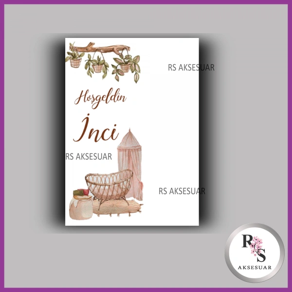 Nazar Boncuklu Anahtarlık Kız Bebek İsim Kartı - NA02