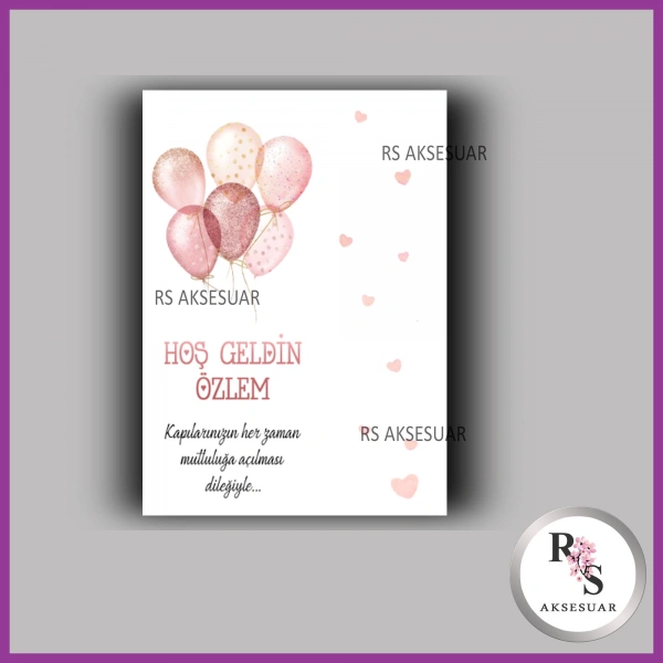 Nazar Boncuklu Anahtarlık Kız Bebek İsim Kartı - NA05