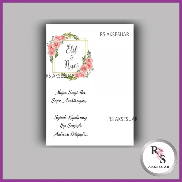 Nazar Boncuklu Anahtarlık Nikah - Kına İsim Kartı - NA42
