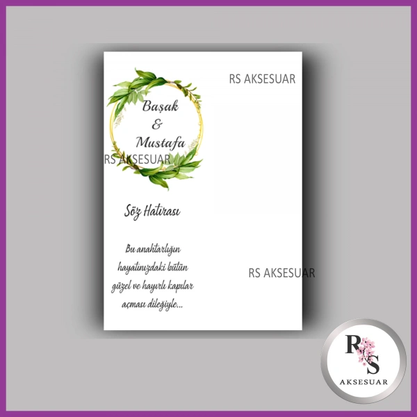 Nazar Boncuklu Anahtarlık Nikah - Kına İsim Kartı - NA47