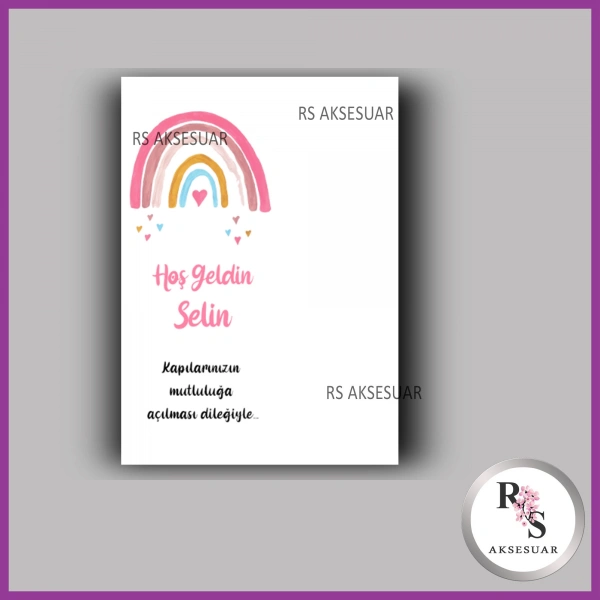 Nazar Boncuklu Anahtarlık Kız Bebek İsim Kartı - NA13