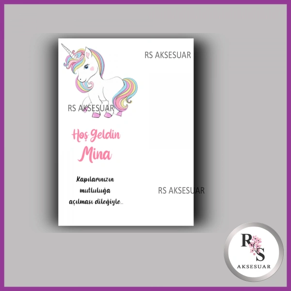 Nazar Boncuklu Anahtarlık Kız Bebek İsim Kartı - NA12