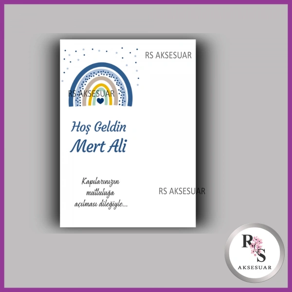 Nazar Boncuklu Anahtarlık Erkek Bebek İsim Kartı - NA16