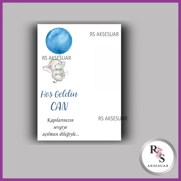 Nazar Boncuklu Anahtarlık Erkek Bebek İsim Kartı - NA17