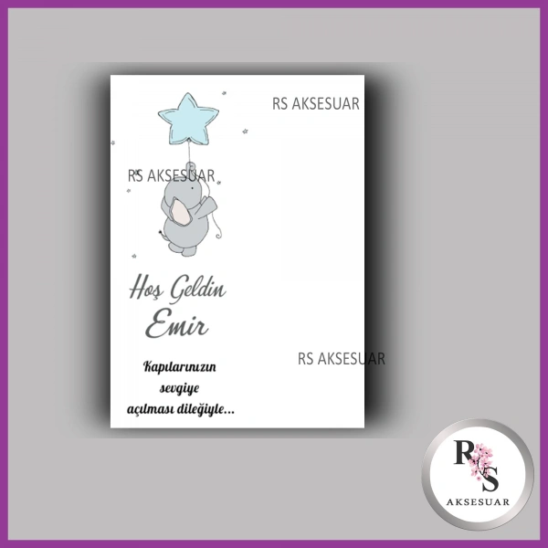 Nazar Boncuklu Anahtarlık Erkek Bebek İsim Kartı - NA18