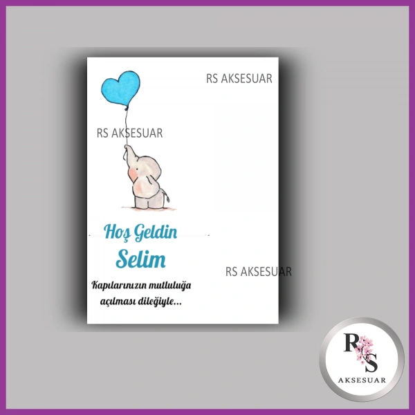 Nazar Boncuklu Anahtarlık Erkek Bebek İsim Kartı - NA20