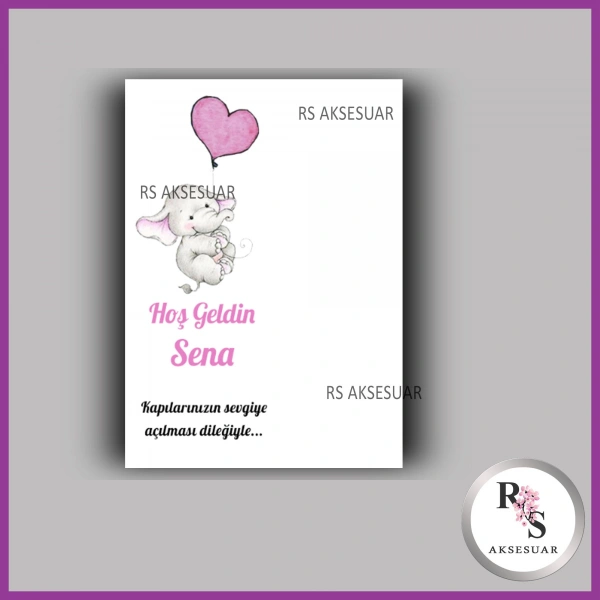 Nazar Boncuklu Anahtarlık Kız Bebek İsim Kartı - NA21