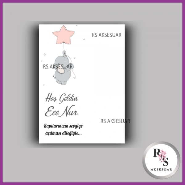 Nazar Boncuklu Anahtarlık Kız Bebek İsim Kartı - NA22