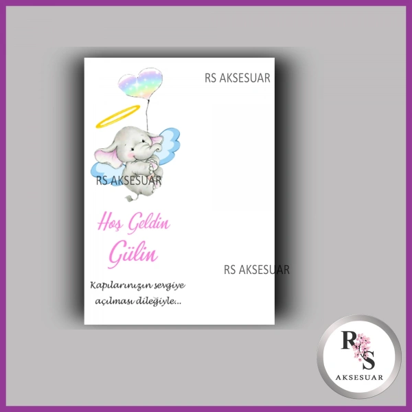 Nazar Boncuklu Anahtarlık Kız Bebek İsim Kartı - NA23