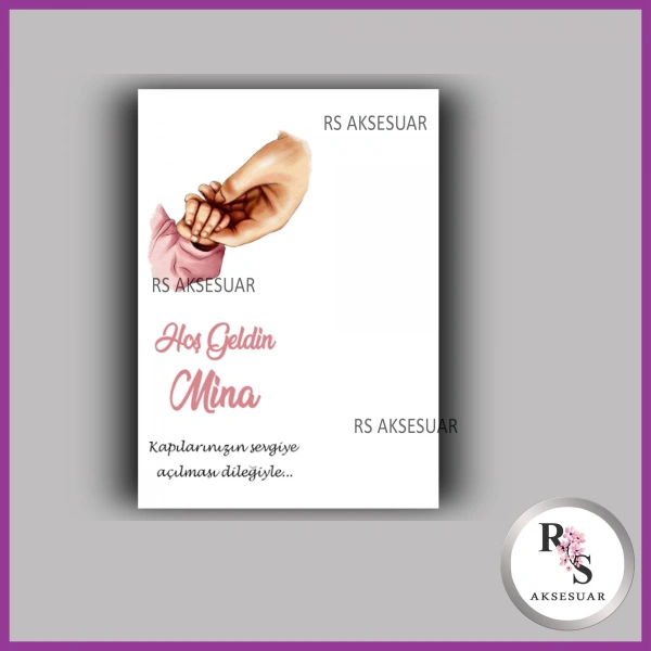 Nazar Boncuklu Anahtarlık Kız Bebek İsim Kartı - NA24