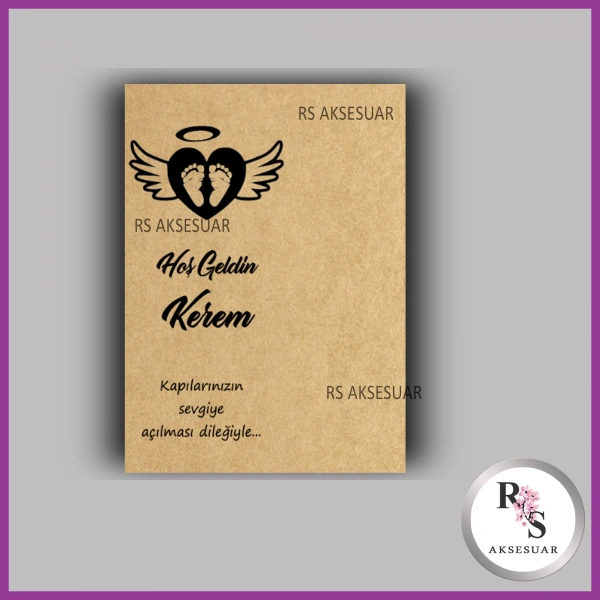 Nazar Boncuklu Anahtarlık Erkek Bebek İsim Kartı - NA26