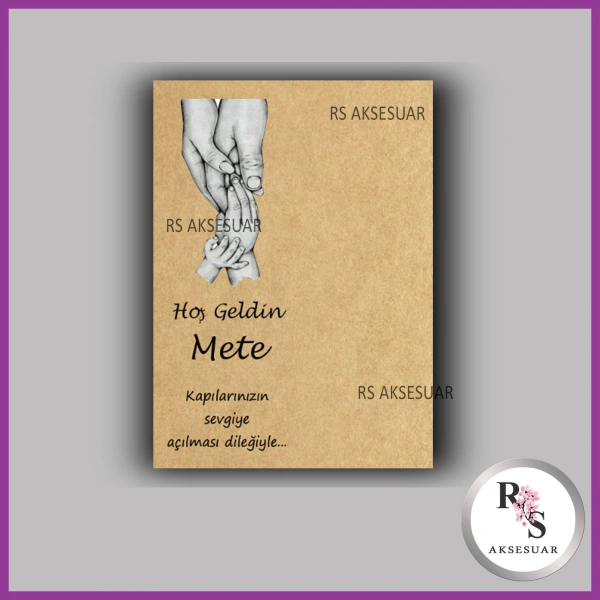 Nazar Boncuklu Anahtarlık Erkek Bebek İsim Kartı - NA27