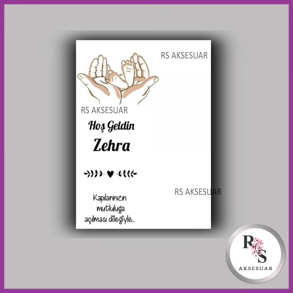 Nazar Boncuklu Anahtarlık Kız Bebek İsim Kartı - NA28