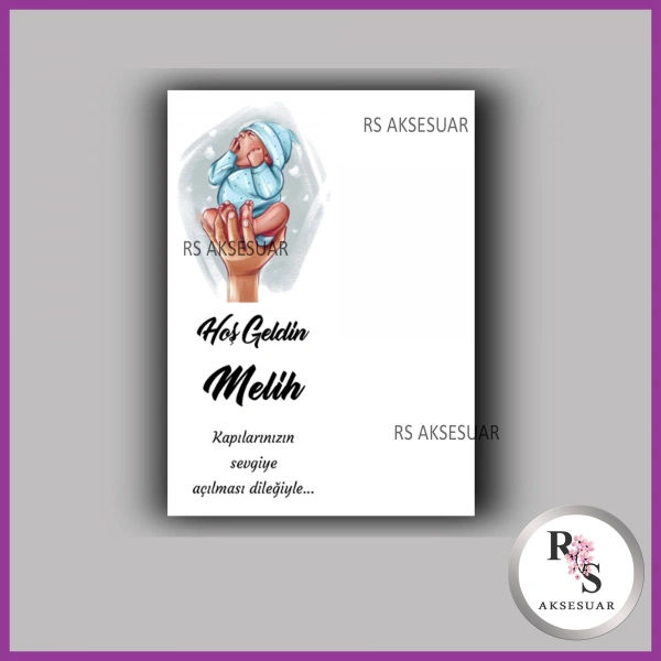 Nazar Boncuklu Anahtarlık Erkek Bebek İsim Kartı - NA29