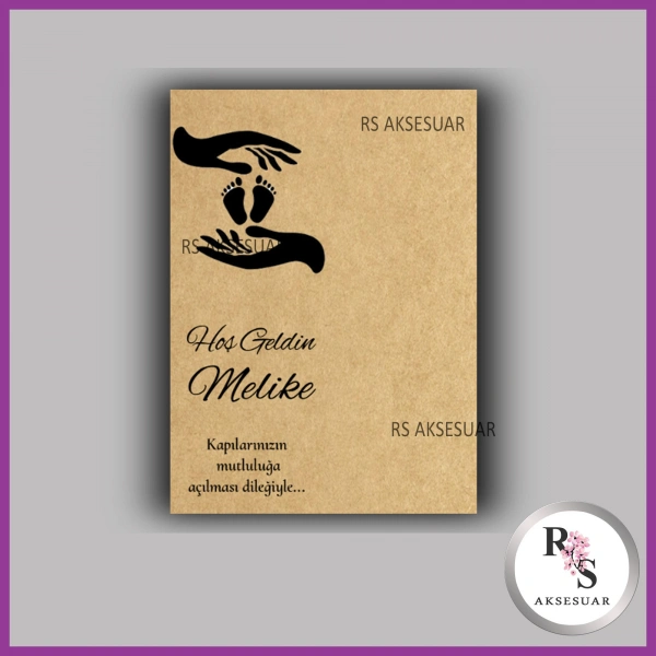 Nazar Boncuklu Anahtarlık Kız Bebek İsim Kartı - NA32