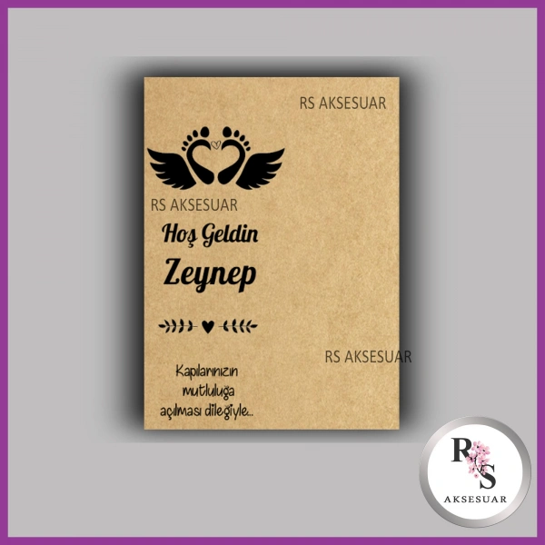 Nazar Boncuklu Anahtarlık Kız Bebek İsim Kartı - NA33