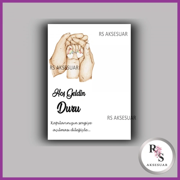 Nazar Boncuklu Anahtarlık Kız Bebek İsim Kartı - NA34