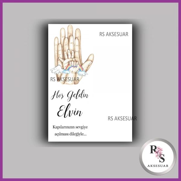 Nazar Boncuklu Anahtarlık Kız Bebek İsim Kartı - NA35