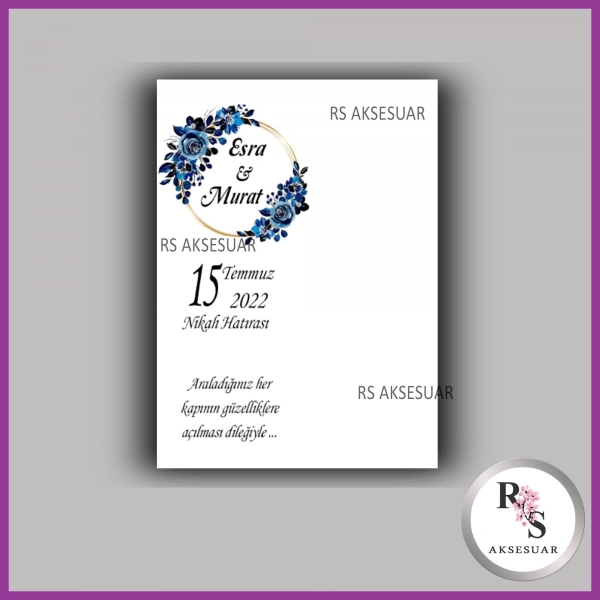 Nazar Boncuklu Nikah - Kına Anahtarlık İsim Kartı - NA36