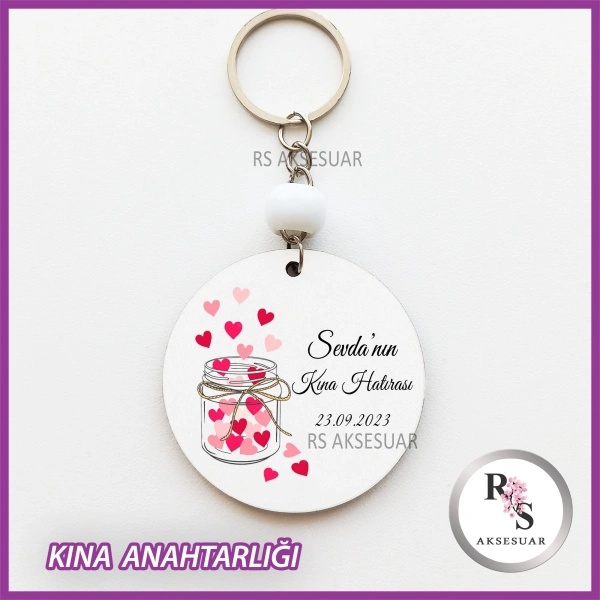 Kalp Baskılı Nikah - Kına Hediyelik Anahtarlık -uv102
