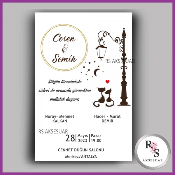 Nikah - Düğün - Nişan Davetiye Kartı -DK02