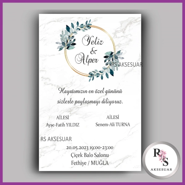 Nikah - Düğün - Nişan Davetiye Kartı -DK01