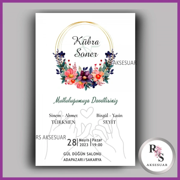 Nikah - Düğün - Nişan Davetiye Kartı -DK06