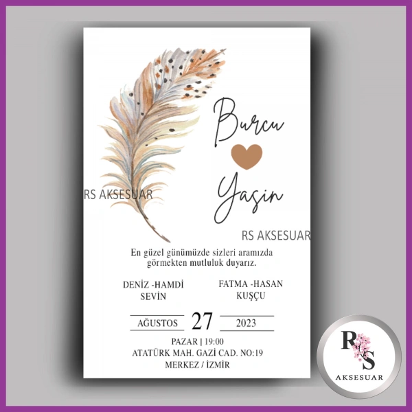 Nikah - Düğün - Nişan Davetiye Kartı -DK10