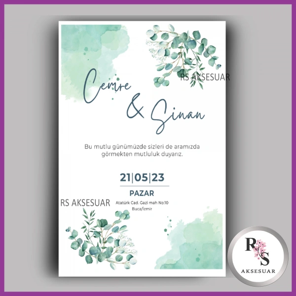 Nikah - Düğün - Nişan Davetiye Kartı -DK11