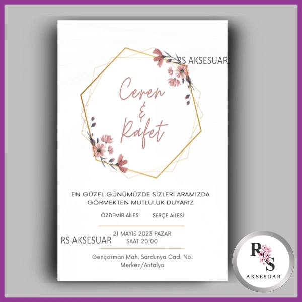 Nikah - Düğün - Nişan Davetiye Kartı -DK13