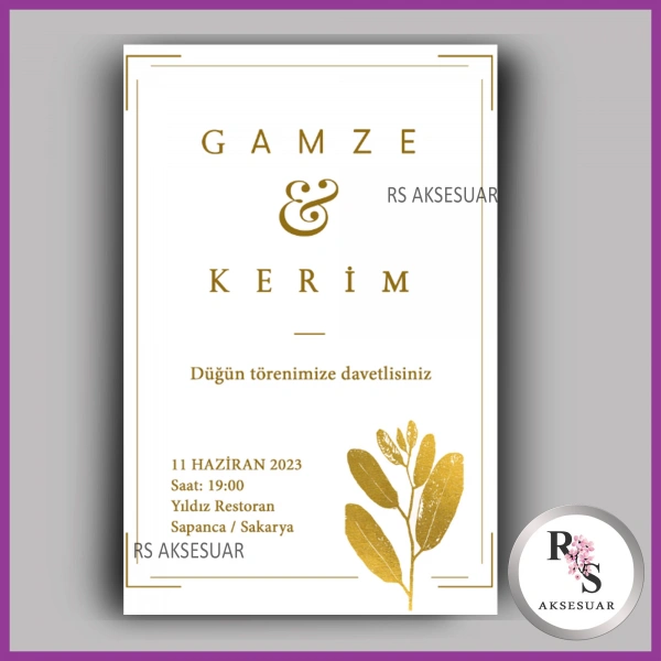 Nikah - Düğün - Nişan Davetiye Kartı -DK14