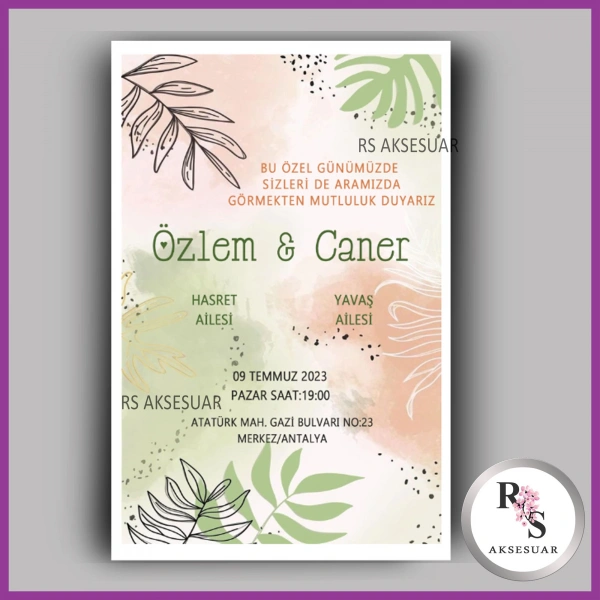 Nikah - Düğün - Nişan Davetiye Kartı -DK16