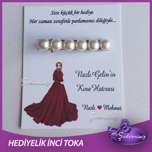 Nikah Şekeri | Kına | Nişan | Söz Hediyeliği incili toka - NS025