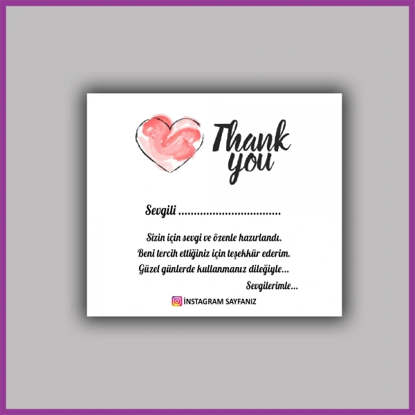 Paketleme Teşekkür Kartı - BS206