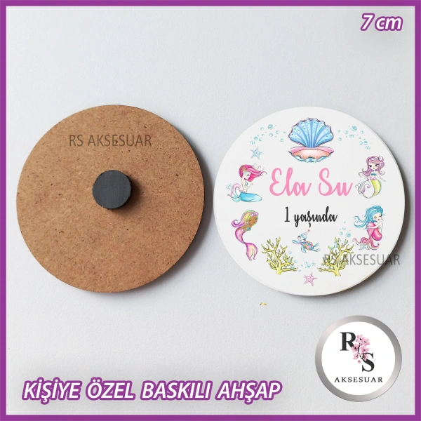 Deniz Kızı Baskılı Ahşap Bebek Hediyelik -uv20