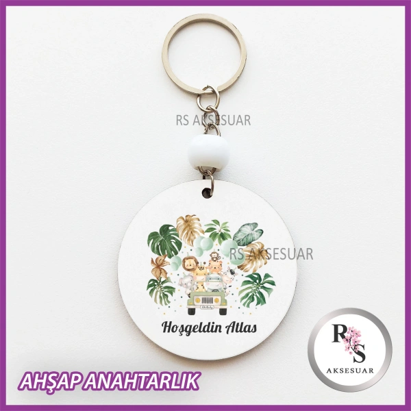 Hayvan- Safari Baskılı Anahtarlık -uv94