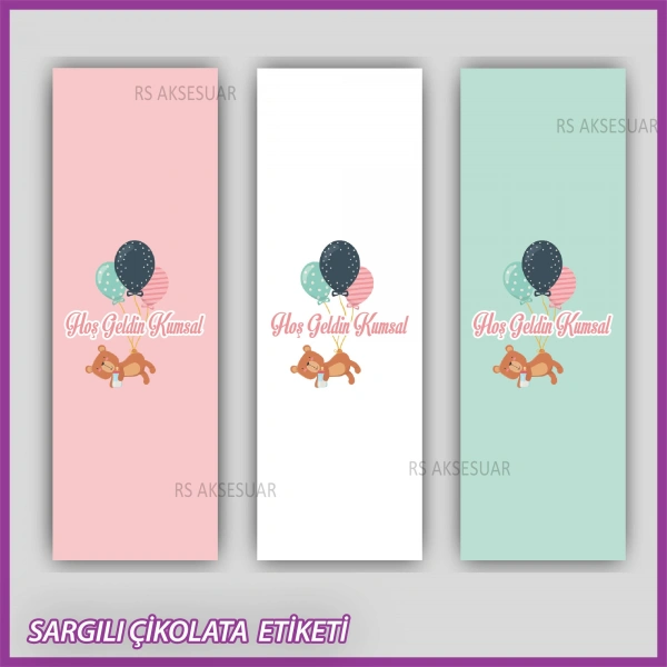 10 adet Sargılı Bebek Çikolata İsim Etiketi - Yapışkanlı Sticker -CE105