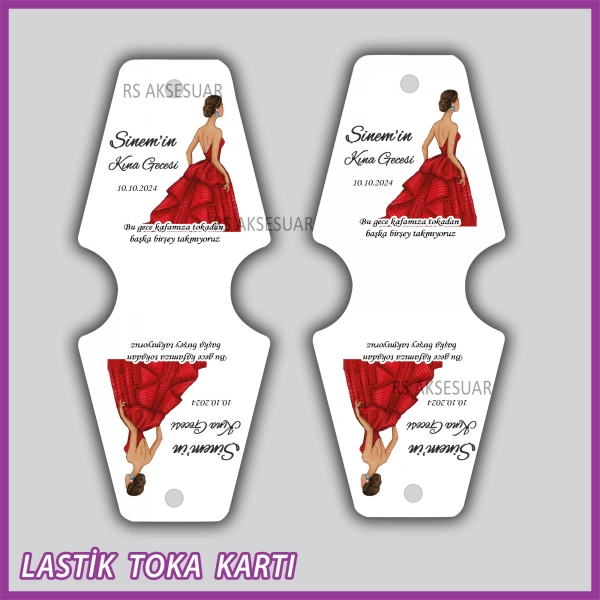 Saten Lastik Toka Kartı -Nikah, Nişan, Kına Hatırası