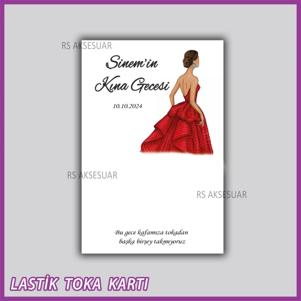 Saten Lastik Toka Kartı -Nikah, Nişan, Kına Hatırası