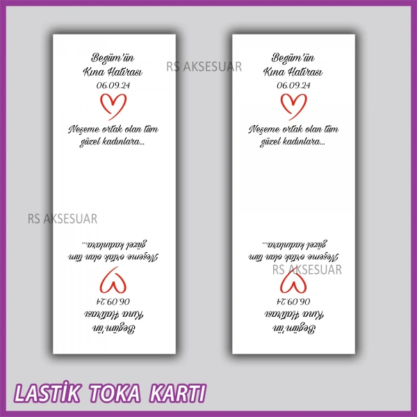 Saten Lastik Toka Kartı -Nikah, Nişan, Kına Hatırası