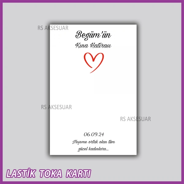 Saten Lastik Toka Kartı -Nikah, Nişan, Kına Hatırası