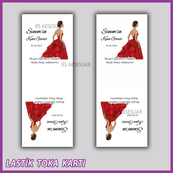 Saten Lastik Toka Kartı -Nikah, Nişan, Kına Hatırası