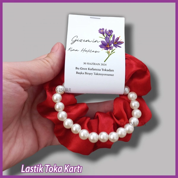 Saten Lastik Toka Kartı -Nikah, Nişan, Kına Hatırası
